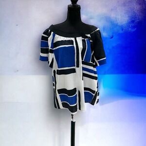 Nygard‎ Collection Women's Blouse Size 16 Abstract Print Short Sleeve Loose Fit
